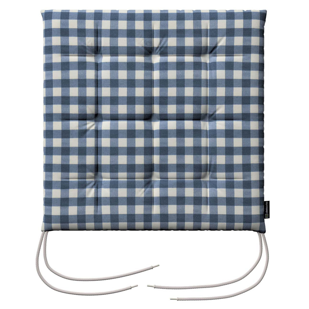 stuhlkissen jonas mit bindeschnur, marinenblau-ecru , 40 x 40 x 3,5 cm, quadro (136-01)