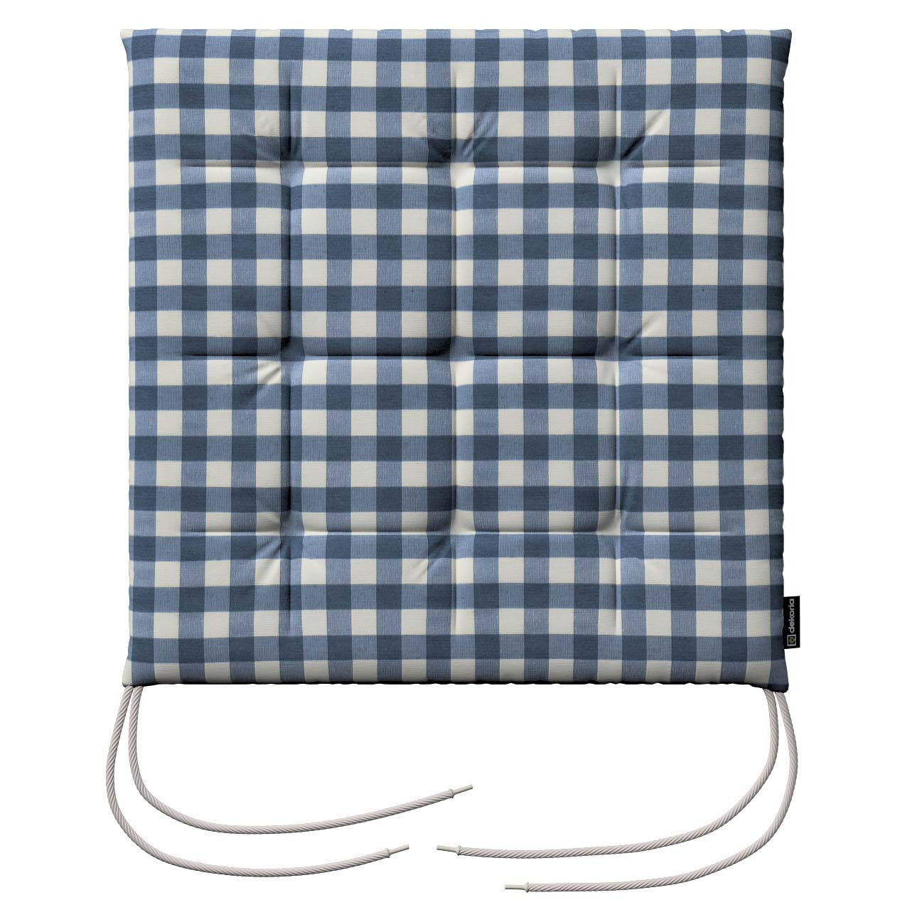 stuhlkissen jonas mit bindeschnur, marinenblau-ecru , 40 x 40 x 3,5 cm, quadro (136-01)