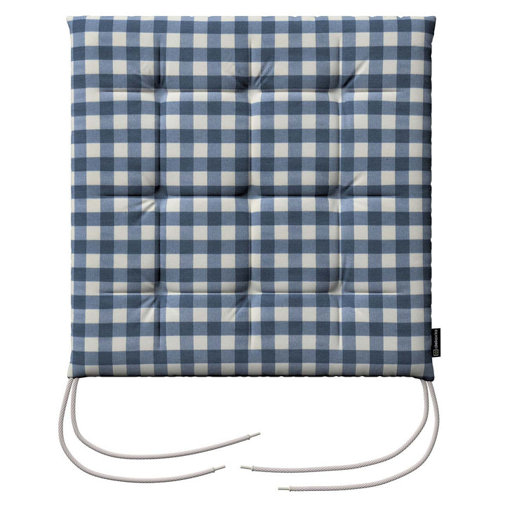stuhlkissen jonas mit bindeschnur, marinenblau-ecru , 40 x 40 x 3,5 cm, quadro (136-01)