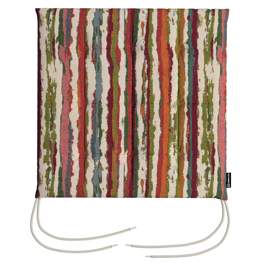 stuhlkissen jonas mit bindeschnur, rot-grün-creme, 40 x 40 x 3,5 cm, cosy home (145-40)