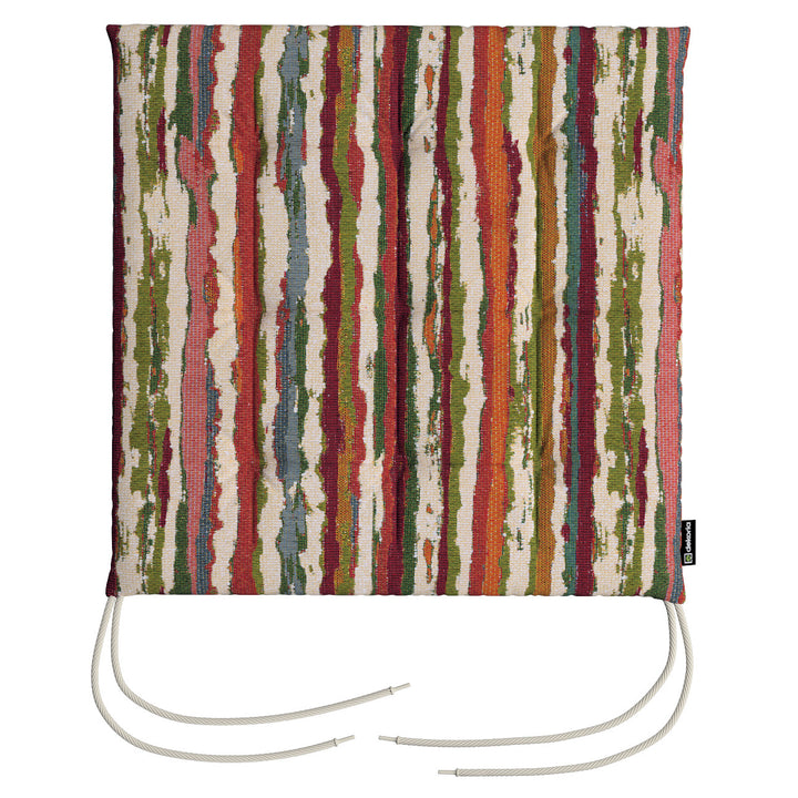 stuhlkissen jonas mit bindeschnur, rot-grün-creme, 40 x 40 x 3,5 cm, cosy home (145-40)