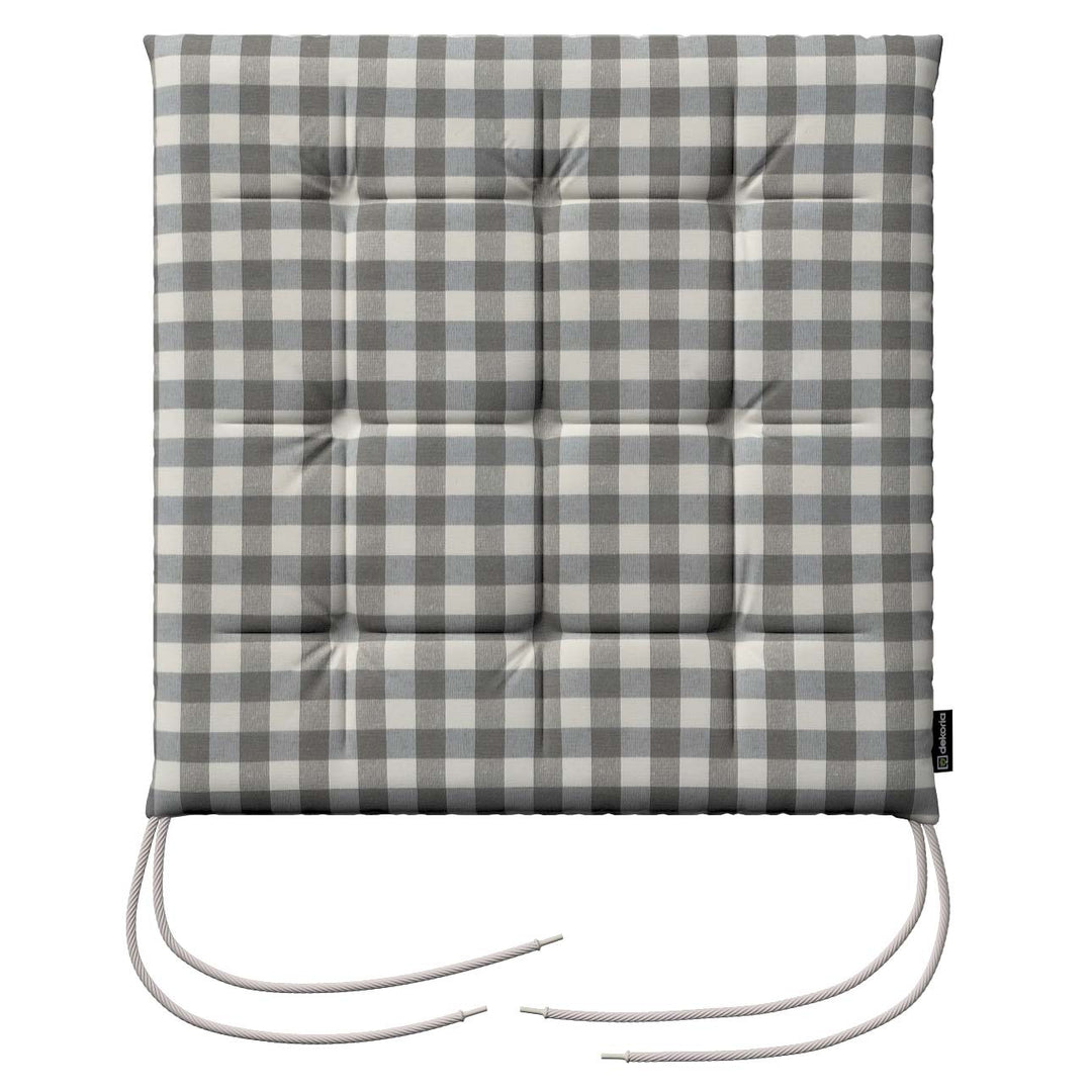 stuhlkissen jonas mit bindeschnur, grau-ecru , 40 x 40 x 3,5 cm, quadro (136-11)