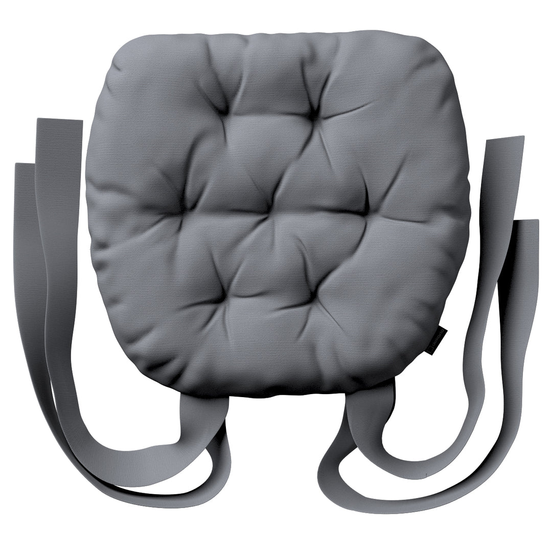 stuhlkissen martin mit schleifen, grau, 40 x 37 x 8 cm, cotton panama (702-46)
