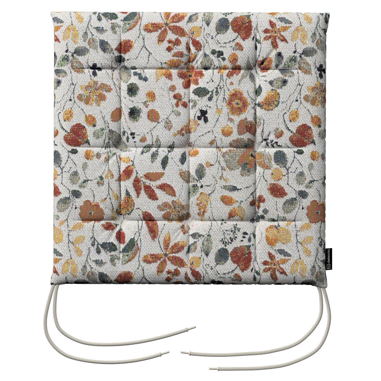 stuhlkissen jonas mit bindeschnur, orange-grün, 40 x 40 x 3,5 cm, cosy home (145-12)