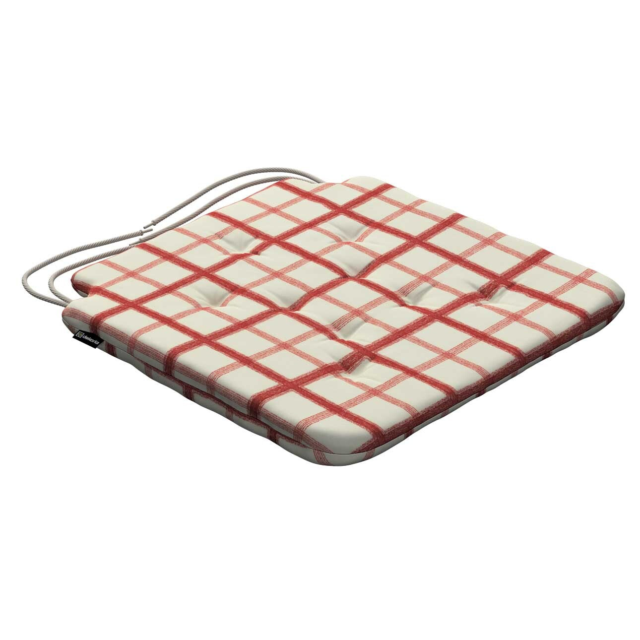 stuhlkissen christoph mit bindeschnur, rot-creme, 42 x 41 x 3,5 cm, avinon (131-15)