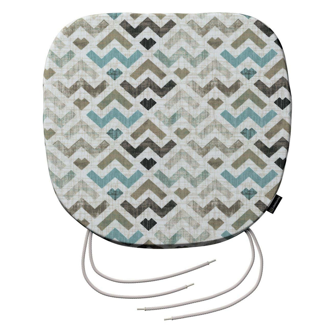 stuhlkissen marcus mit bindeschnur, blau-beige, 40 x 37 x 2,5 cm, modern (141-93)