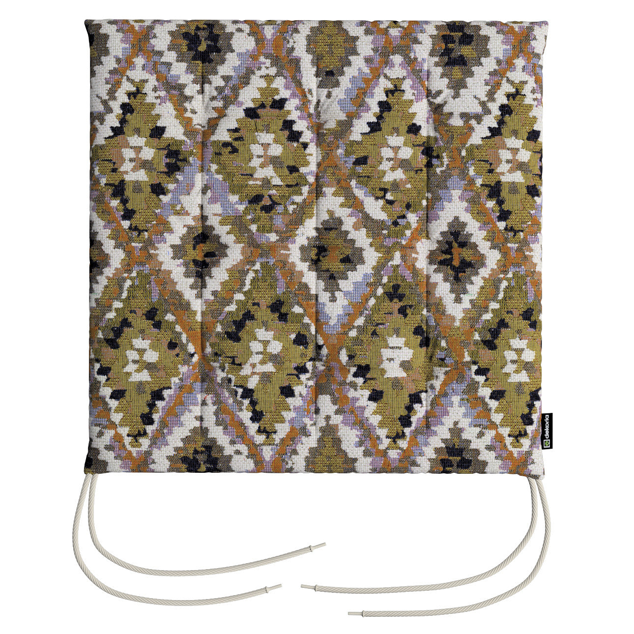stuhlkissen jonas mit bindeschnur, oliv- weiß, 40 x 40 x 3,5 cm, cosy home (145-37)