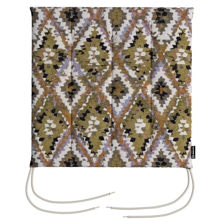stuhlkissen jonas mit bindeschnur, oliv- weiß, 40 x 40 x 3,5 cm, cosy home (145-37)