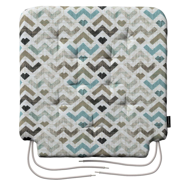 stuhlkissen christoph mit bindeschnur, blau-beige, 42 x 41 x 3,5 cm, modern (141-93)