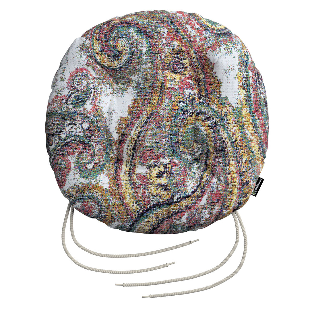 stuhlkissen adam mit bindeschnur, grün-rosa, ⌀ 40 x 8 cm, cosy home (145-35)