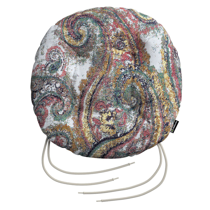 stuhlkissen adam mit bindeschnur, grün-rosa, ⌀ 40 x 8 cm, cosy home (145-35)
