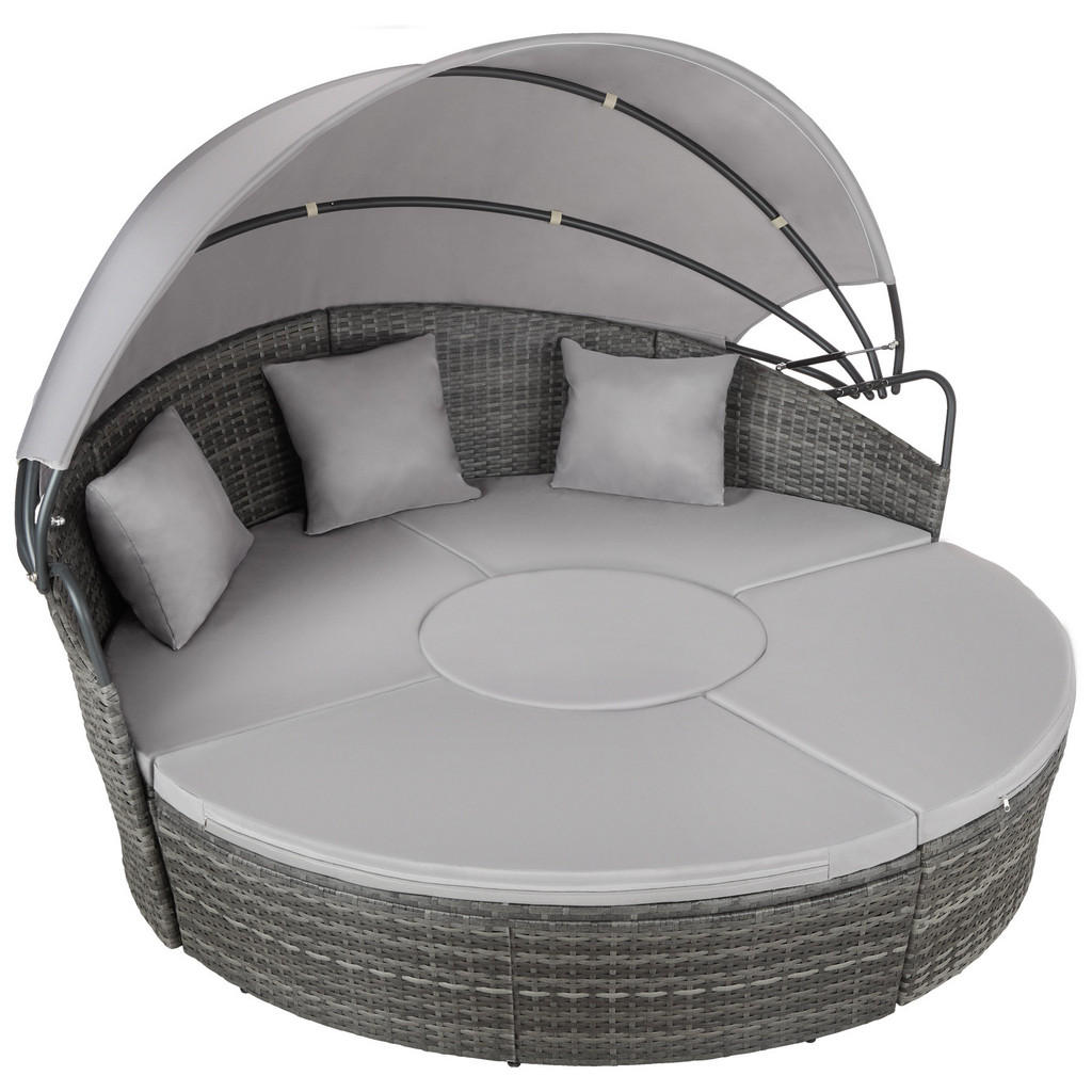 tectake Rattan, Grau, Kunststoff, Organisch, 171x136x17