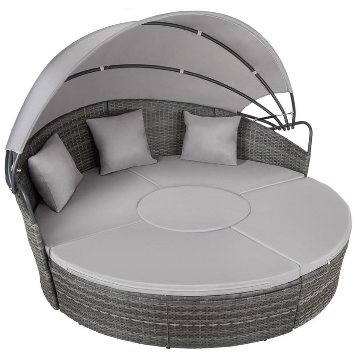 tectake Rattan, Grau, Kunststoff, Organisch, 171x136x17