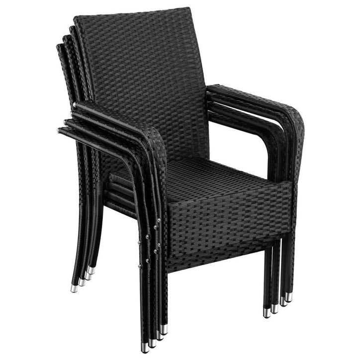 tectake Rattanstuhl, Schwarz, Kunststoff, 58x90x67 cm,