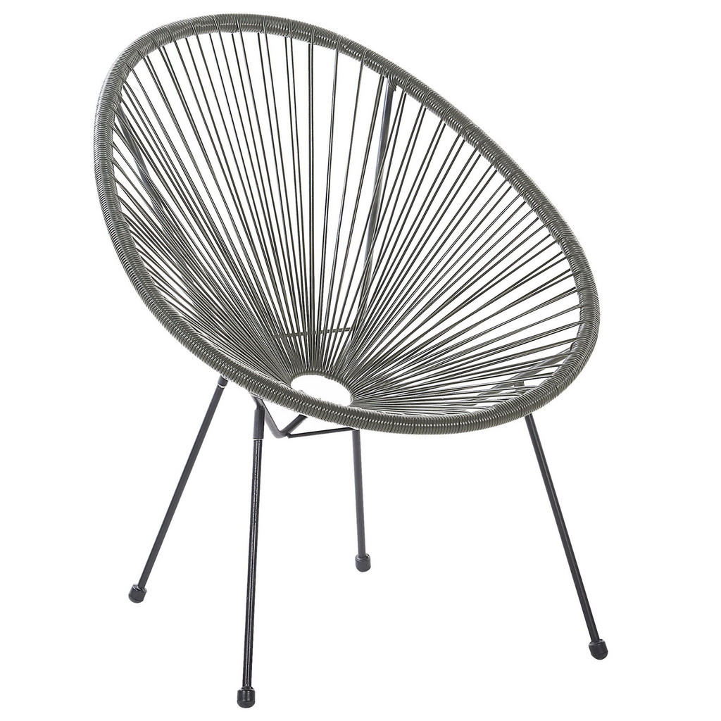 Beliani Rattanstuhl, Grau, Schwarz, Kunststoff, 1-Sitze
