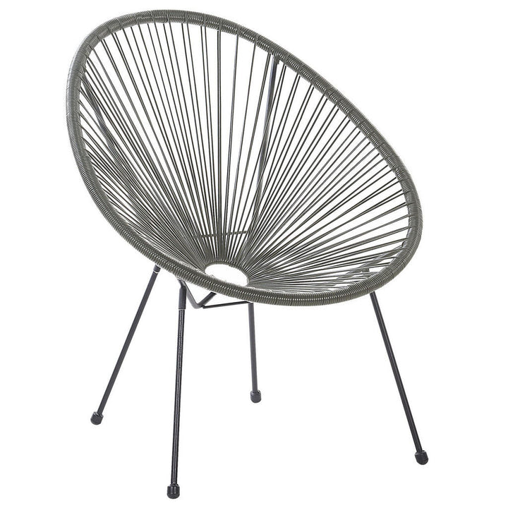 Beliani Rattanstuhl, Grau, Schwarz, Kunststoff, 1-Sitze