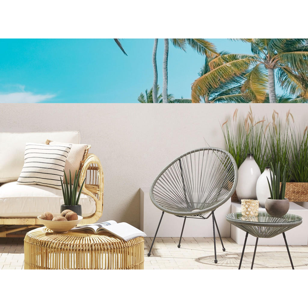 Beliani Rattanstuhl, Grau, Schwarz, Kunststoff, 1-Sitze