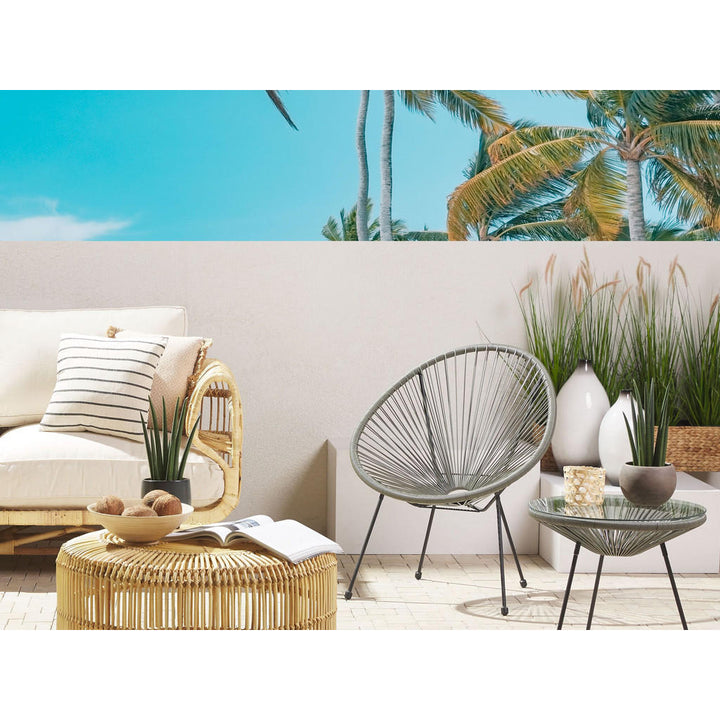 Beliani Rattanstuhl, Grau, Schwarz, Kunststoff, 1-Sitze