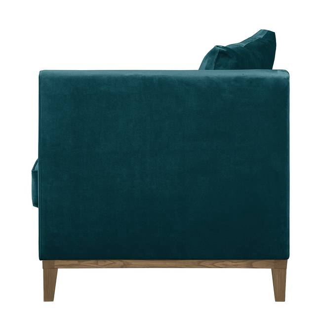 Recamiere Blau/Petrol Samt Madhu 165 x 77 x 82cm Armlehne davorstehend rechts Dunkelbraun Skandi