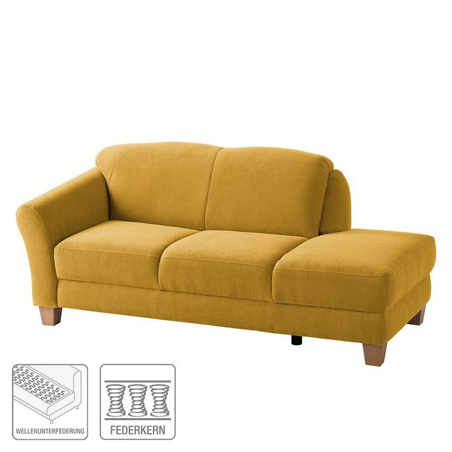 Recamiere Webstoff Gelb/Safrangelb Webstoff 194 x 84 x 91cm Armlehne davorstehend links Natur
