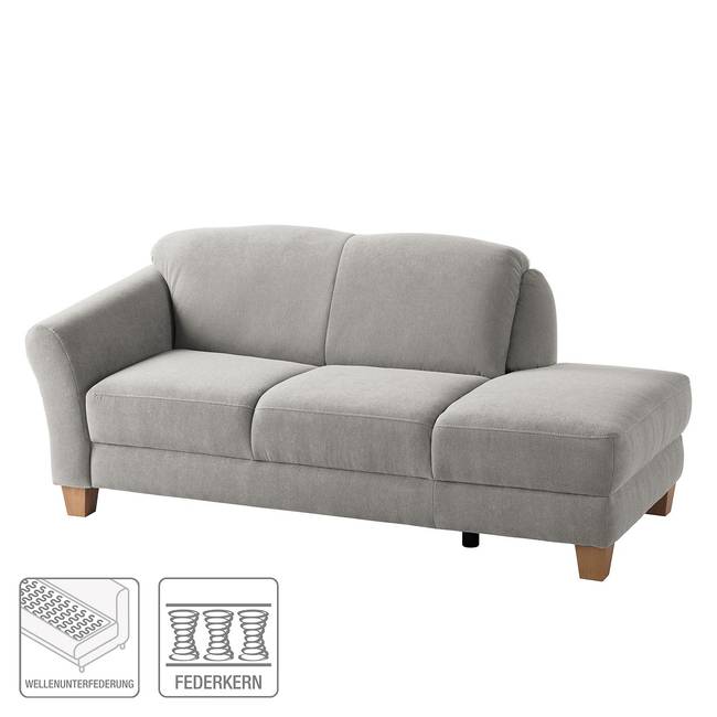Recamiere Webstoff Grau/Silbergrau Webstoff 194 x 84 x 91cm Armlehne davorstehend links Natur