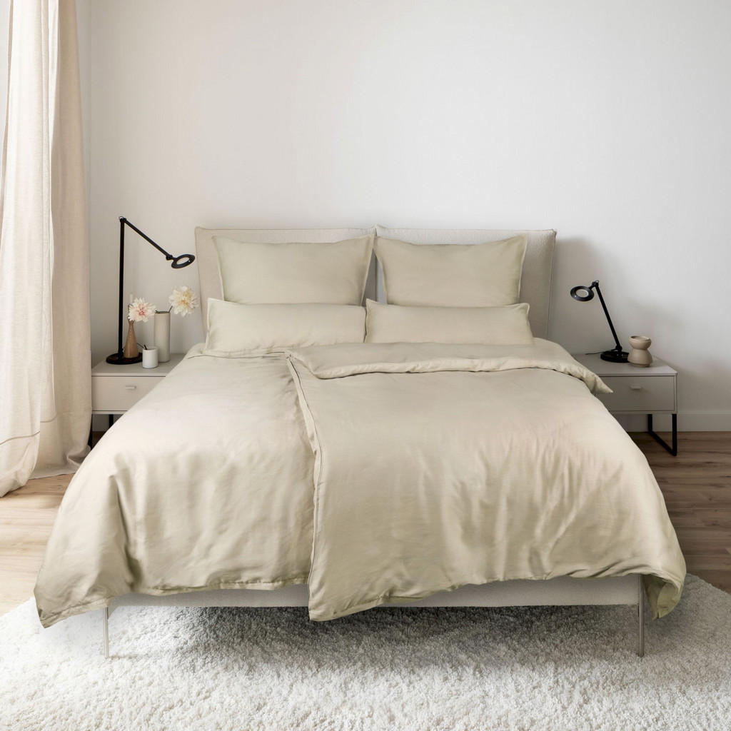 Schöner Wohnen Satin, Beige, Textil, 135x200 cm, Oeko-T