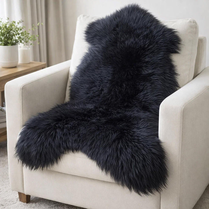 Provellus Schaffell, Schwarz, Fell, 70x130 cm, Teppiche