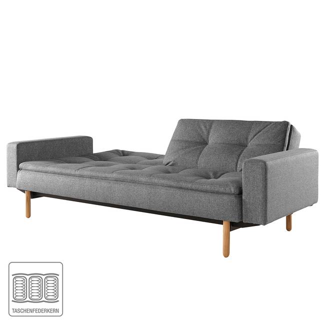 Schlafsofa II Webstoff Grau Stoff Twist 243 x 79 x 92cm Retro