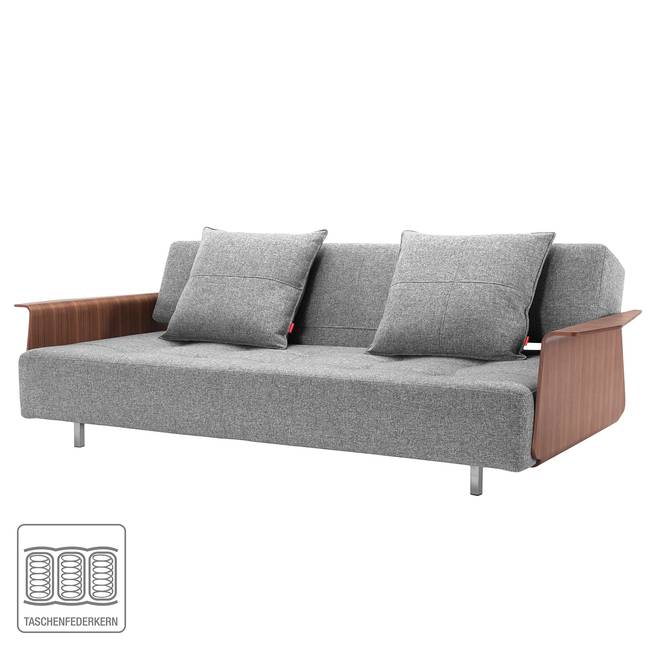 Schlafsofa I Webstoff Grau Stoff Twist 240 x 79 x 113cm mit Schlaffunktion Retro