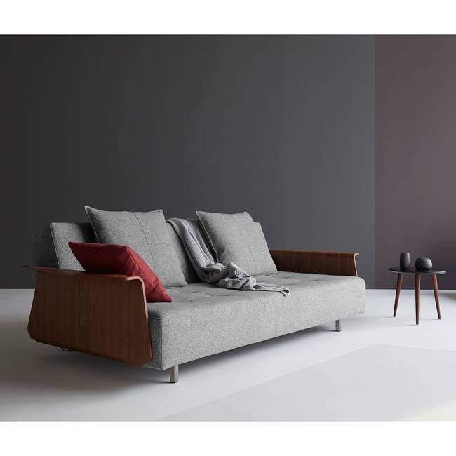 Schlafsofa I Webstoff Grau Stoff Twist 240 x 79 x 113cm mit Schlaffunktion Retro