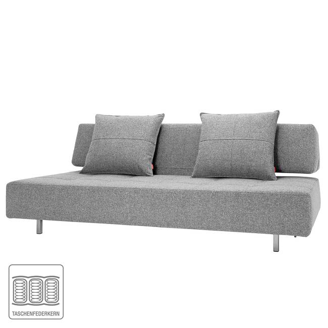 Schlafsofa Long Horn Grau Stoff Twist 210 x 79 x 113cm Retro