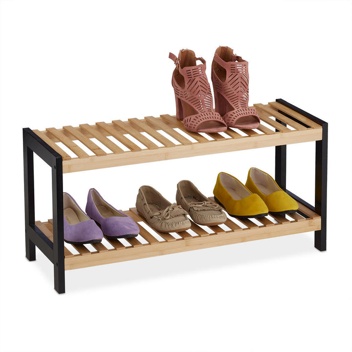 Relaxdays Schuhregal, Hellbraun, Holz, Holzwerkstoff, 7