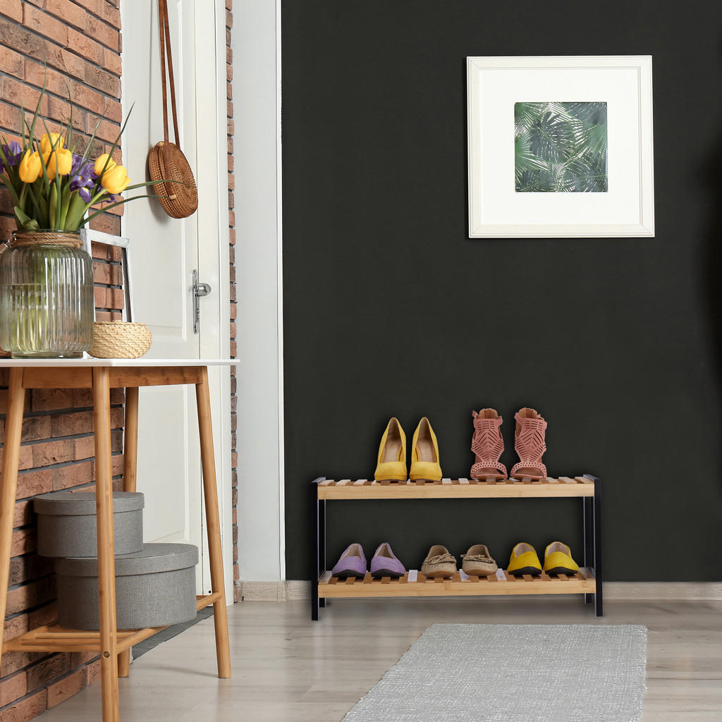 Relaxdays Schuhregal, Hellbraun, Holz, Holzwerkstoff, 7