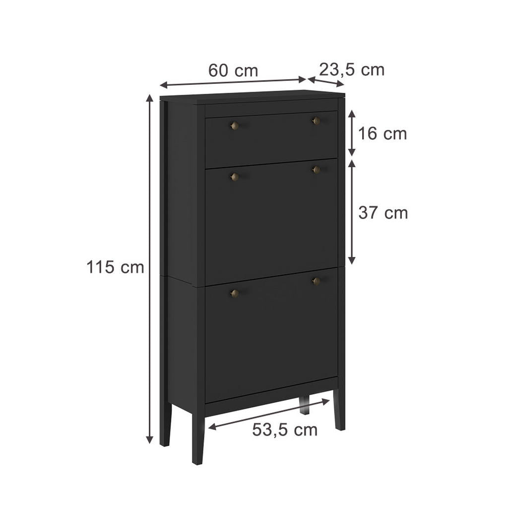 Vicco Schuhschrank, Schwarz, Holzwerkstoff, 1 Fächer, R