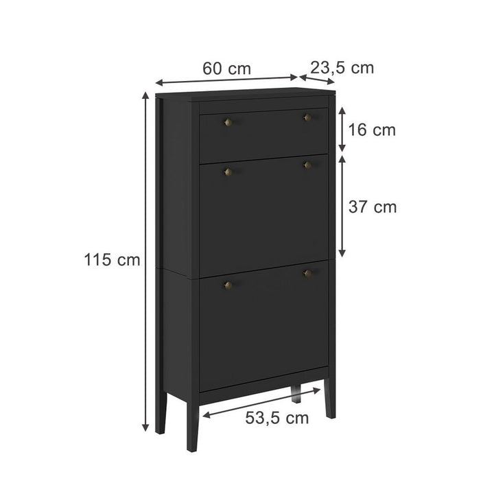 Vicco Schuhschrank, Schwarz, Holzwerkstoff, 1 Fächer, R