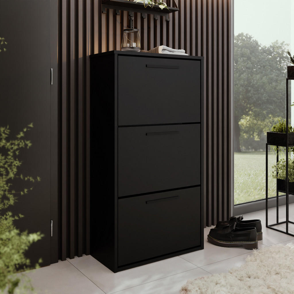 Kier Furniture Schuhschrank, Schwarz, Holzwerkstoff, 59
