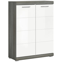 Mid.you Schuhschrank, Dunkelgrau, Weiß Hochglanz, Kunst