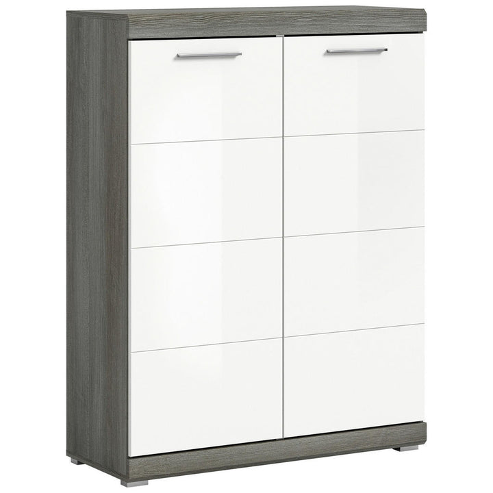 Mid.you Schuhschrank, Dunkelgrau, Weiß Hochglanz, Kunst