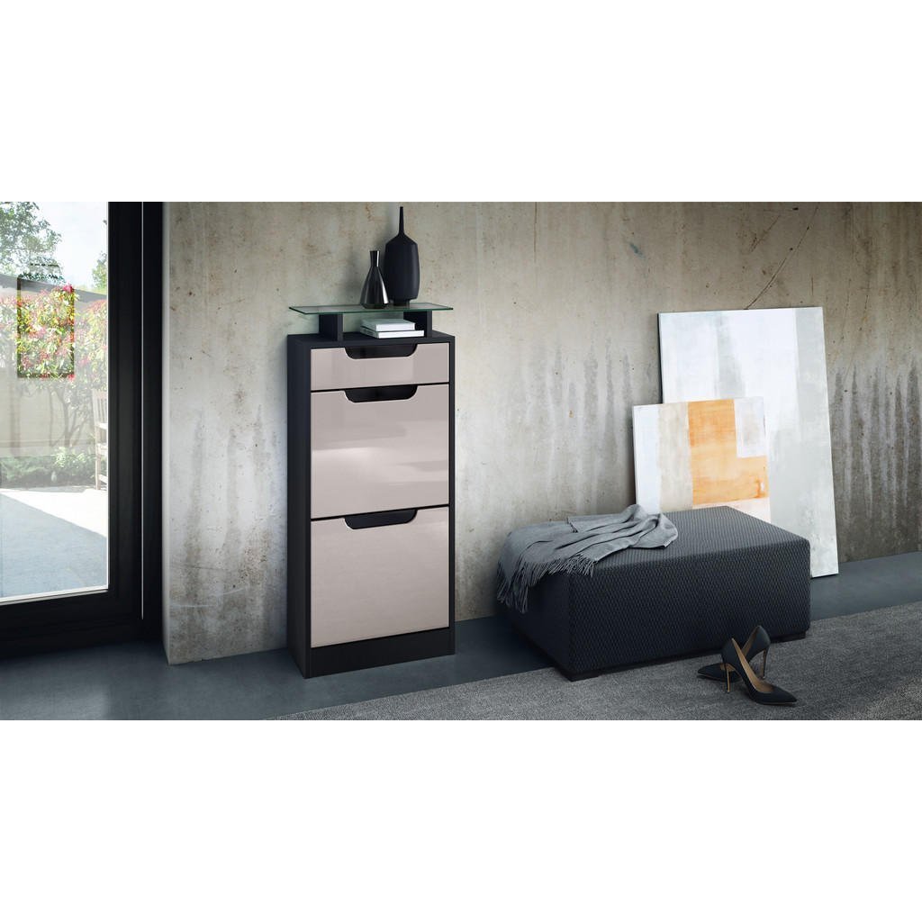 Vladon Schuhschrank, Sand, Holzwerkstoff, 46x104x23 cm,
