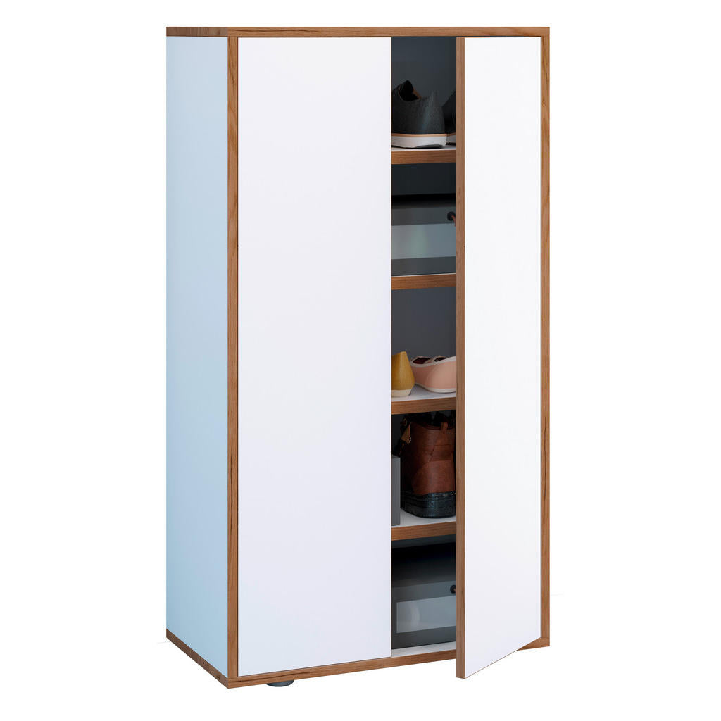 Mid.you Schuhschrank, Weiß, Honigeiche, Kunststoff, 4 F