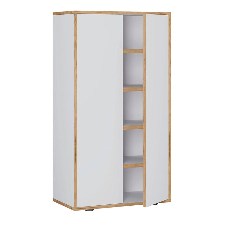 Mid.you Schuhschrank, Weiß, Honigeiche, Kunststoff, 4 F