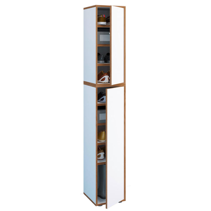 Mid.you Schuhschrank, Weiß, Honigeiche, Holzwerkstoff,