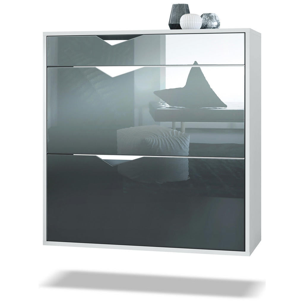 Vladon Schuhschrank, Grau, Holzwerkstoff, 85x87x33 cm,