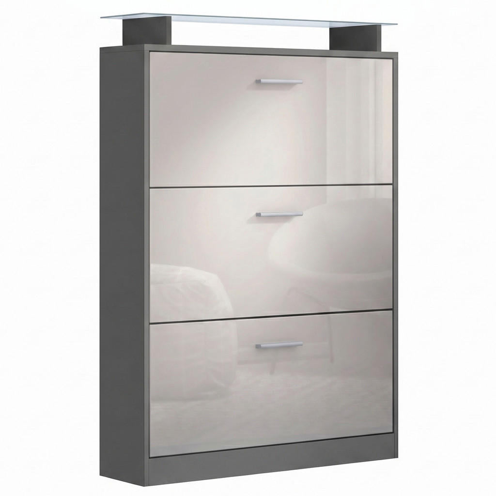 Vladon Schuhschrank, Sand, Holzwerkstoff, 89x128x23 cm,