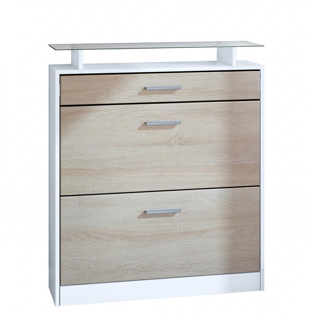 Vladon Schuhschrank, Eiche San Remo, Holzwerkstoff, 89x