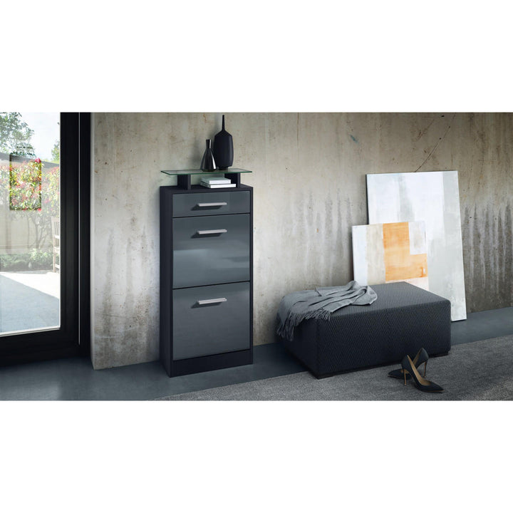 Vladon Schuhschrank, Grau, Holzwerkstoff, 46x104x23 cm,