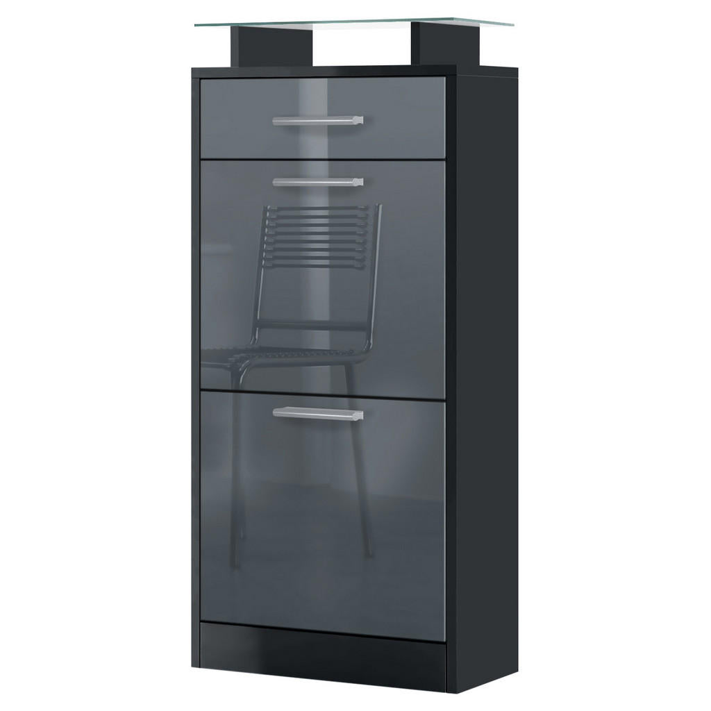 Vladon Schuhschrank, Grau, Holzwerkstoff, 46x104x23 cm,