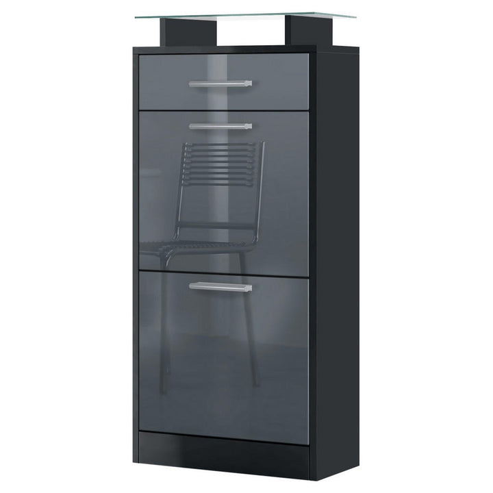 Vladon Schuhschrank, Grau, Holzwerkstoff, 46x104x23 cm,