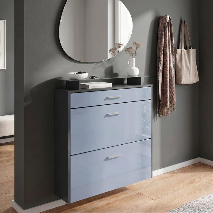 Vladon Schuhschrank, Pastellblau, Holzwerkstoff, 89x96x