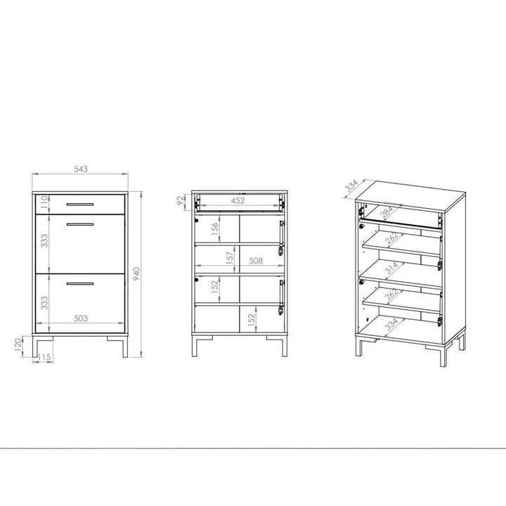 Furnlux Schuhschrank, Beige, Holzwerkstoff, 55x94x34 cm